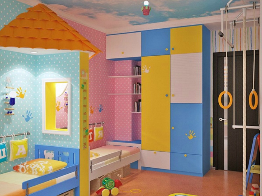 Зонирование комнаты для разнополых детей 20 кв
