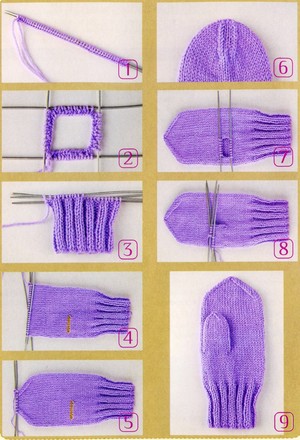 Вязание варежки по-шагово фото