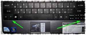 Ноутбук Acer - клавиатура, фото