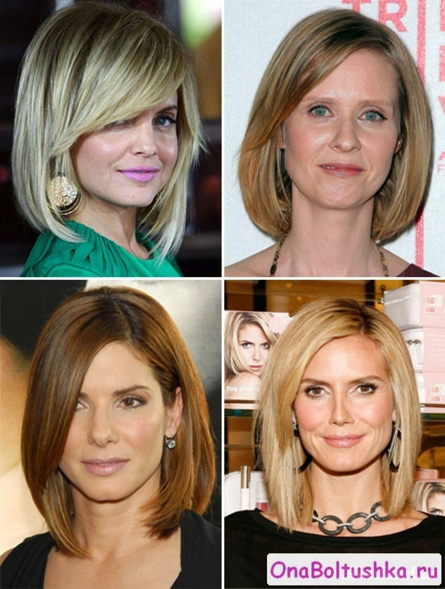 Женские стрижки на средние волосы для женщин 45 лет с круглым лицом фото