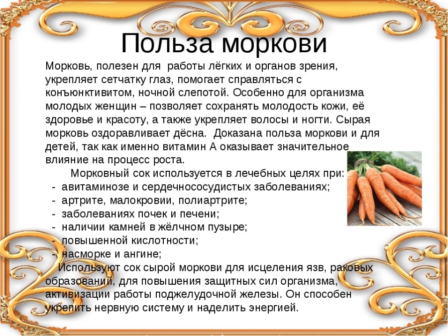 Полезные свойства моркови